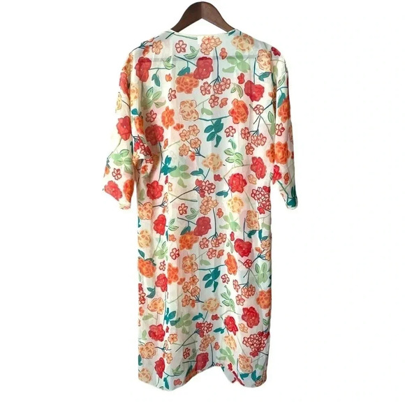 LuLaRoe | Cream Floral Sheer Waterfall Front Kimono Size M - Picture 2 of 9
